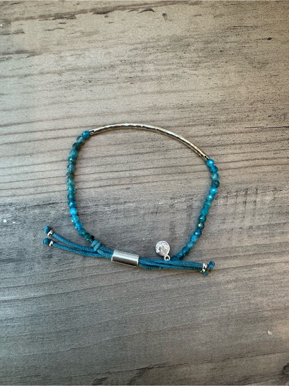 Gorjana Teal Power Gemstone Beaded Bracelet with Gold Bar